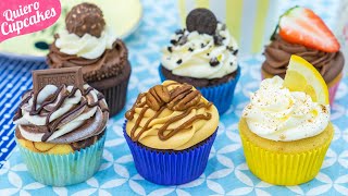 HAZ 6 TIPOS DE CUPCAKES DIFERENTES CON 1 SOLA MASA 🧁  QUIERO CUPCAKES [upl. by Euqimod]