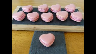 Macarons cœur ganache montée à la rose et insert de gelée de mûre [upl. by Annoved]