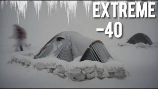 EXTREME 40° Solo Camping 4 Days  Snowstorm amp Winter Camping in a Snowstorm HOT TENT [upl. by Einial]