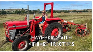 VINTAGE TRACTORS AT WORK  HAYMAKING [upl. by Aneleh]