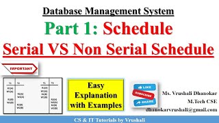 DBMS 27 Part 1 Schedule  Types of Schedule  Serial VS Non Serial Schedule  DBMS [upl. by Imefulo]