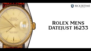 Mens Rolex TwoTone 18KSS Datejust Watch Gold Champagne Dial 16233 [upl. by Ahsien]