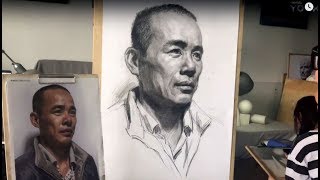 Mans portrait drawing in graphite pencil [upl. by Georgie879]