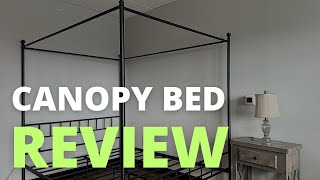 Yaheetech Metal Canopy Platform Bed Frame Review [upl. by Rimola268]