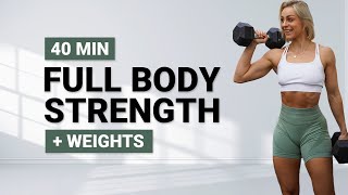 40 MIN FULL BODY STRENGTH WORKOUT  Compound Exercises  Weights  DB Workout  No Jumping [upl. by Grosberg]