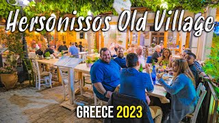 Hersonissos Crete old village nightlife walking tour 4k Kreta Greece 2023 [upl. by Farrington287]