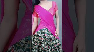 Old saree convert lehenga skirt pattu pavadai davani with princess cut blouse cutting in Tamil [upl. by Ranger288]