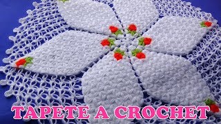 Tapete N° 8 Tejido a crochet con rositas en punto jazmín y espuma de mar paso a paso [upl. by Tnattirb569]