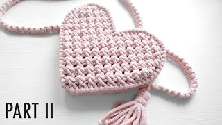 Makramowa torebka serce DIY tutorial Part 2  Macrame heart bag [upl. by Leelah]