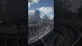 Through the effigy  Wicker Man Alton Towers  Staffordshire UK  GCI Wooden Coaster [upl. by Giamo]