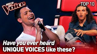 Incredibly UNIQUE VOICES on The Voice  TOP 10 [upl. by Anwahsar]