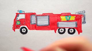 🚒 Sams Feuerwehrauto zeichnen  How to draw a fire truck  как нарисовать пожарную машину [upl. by Clarisa622]