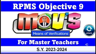 MOVs for RPMS Objective 9 for Master Teachers Modelled in Setting Learning Outcomes SY 202324 [upl. by Ikkela766]