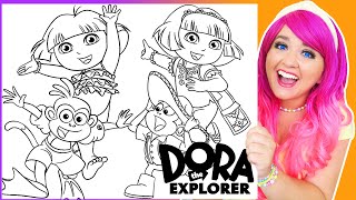 Coloring Dora the Explorer amp Boots GIANT Coloring Pages  Crayola Crayons [upl. by Rolo]