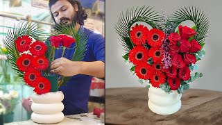 Easy flowers arrangement technique with floral foam How to make a bouquet bouquet making idea [upl. by Millburn]