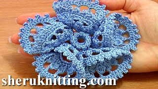 3D Five Folded Petal Flower to Crochet Part 2 of 2 Crochet Bell Center With Picots [upl. by Ahtoelc959]