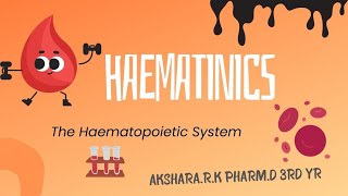 HAEMATINICS 🩸Pharmacology Pharmd📚 [upl. by Nimsay]