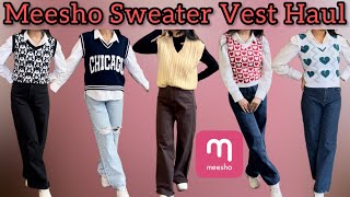 Meesho Sweater Vest Haul  Try On Haul  Meesho  Akankshi Singh fashion meesho haul [upl. by Rogovy348]