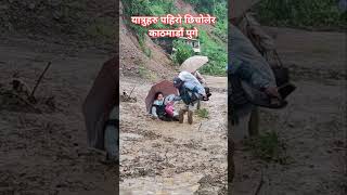 shorts struggle hardwork landslide waytohome goviral tranding floods पहाड़ीlife nepal [upl. by Reames]