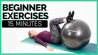 15 Minute Beginner Exercise Ball Workout Workout with Jordan [upl. by Nahoj296]