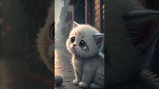 Sad Baby Cat Feel Cold In the Street In A Rainy Day cat meow catshorts [upl. by Barney]