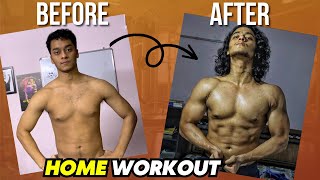 How to Build MUSCLE At Home Full HOME WORKOUT for Beginners  Skinny to Muscle body transformation [upl. by Guildroy]