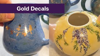 How to Use Gold and Coloured Overglaze Decals on Pottery Step by Step Tutorial [upl. by Ennagroeg199]