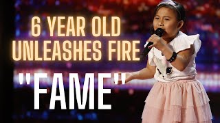 Adorable 6 Year Old from Americas Got Talent Zoë Erianna UNLEASHES FIRE on the song quotFamequot [upl. by Terrill582]