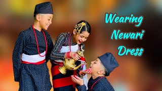 Wearing Newari Dress for the first time guransaayushidhakal9090 [upl. by Scrivings]