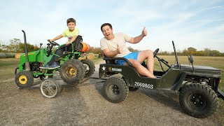 Hauling kids tractors with truck and trailer  Tractors for kids [upl. by Sufur]