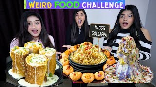 Trying WEIRD INDIAN STREET FOOD CHALLENGE With DingDongGirls GolgappeFrooti [upl. by Nylissej]