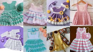 Crochet Handmade Beautiful Dress For GirlCrochet Baby Frocks Design [upl. by Traweek]