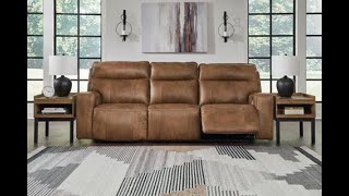 Game Plan Leather Power Reclining Sofa by Ashley U1520615  SpeedyFurniturecom [upl. by Nailimixam]