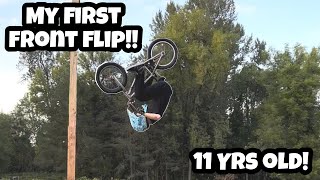 My First FRONT FLIP LANDED CaidenBMX [upl. by Ekihc]