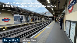 London Underground Journey Acton Town to Baker Street via Green Park London 🇬🇧 [upl. by Ynaffets]