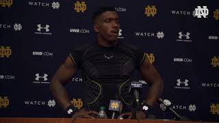 NDFootball  Brandon Wimbush Post Practice Interview Ball State Week 2018 [upl. by Rush74]