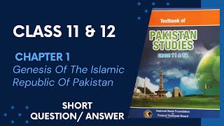 Class 12  Pakistan Studies in English  Chapter 1  Short Question Answer  NBF [upl. by Childers]