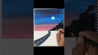 How to draw moon night scenery panting shorts drawing painting [upl. by Orose]