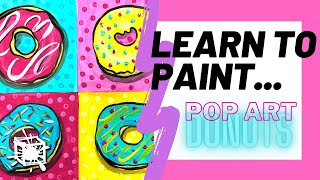 DONUT POP ART  ANDY WARHOL  how to paint step by step  fun facts [upl. by Arakat245]