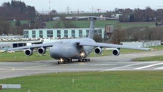 US Air Force C5 Super Galaxy landing and extreme short takeoff at Zurich Airport [upl. by Aihtnic898]