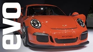 Porsche 911 GT3 RS at Geneva 2015  evo MOTOR SHOWS [upl. by Nodanrb]