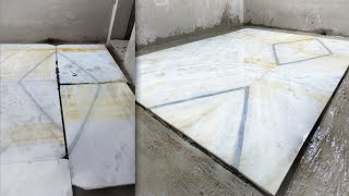 Living room marble flooring  Diamond figure marble measurement and cutting [upl. by Oika80]