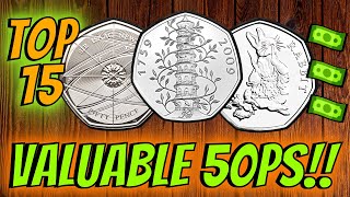 Top 15 Most Valuable and Rare 50p Coins UK Circulation [upl. by Tolliver]