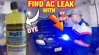 How to find AC Leak by using AC DYE and UV Light AC leak detection  AC system leaks r134 [upl. by Eineeuq]