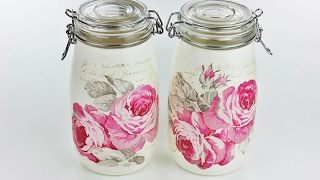 Decoupage jars  Painted jars  Decoupage tutorial  DIY painted glass  decoupage for beginners [upl. by Shanta]