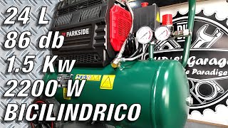 Compressore Bicilindrico 24 Litri 15 Kw Silenziato PARKSIDE PSKO 24 B2 [upl. by Areikahs]