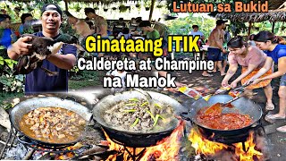 Lutuan sa Bukid  Ginataang na ITIK Caldereta Champine at Roasted na Manok Spaghetti at Pinindot [upl. by Rinum]