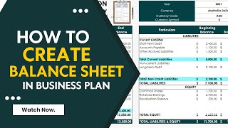 How to Create Balance Sheet in Business Plan [upl. by Eigroeg]