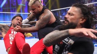 Roman Reings joins Solo Sikoa amp The Bloodline beating Jey Uso Smackdown [upl. by Attaynek]