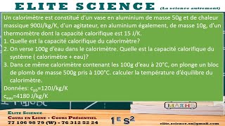 1ESPHYSIQUE Calorimétrie exercice basique pour comprendre les bases de la calorimétrie [upl. by Pickard]